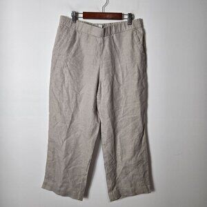 Charter Club Luxury Size S 100% Linen Pull-On Tan Cropped Pants